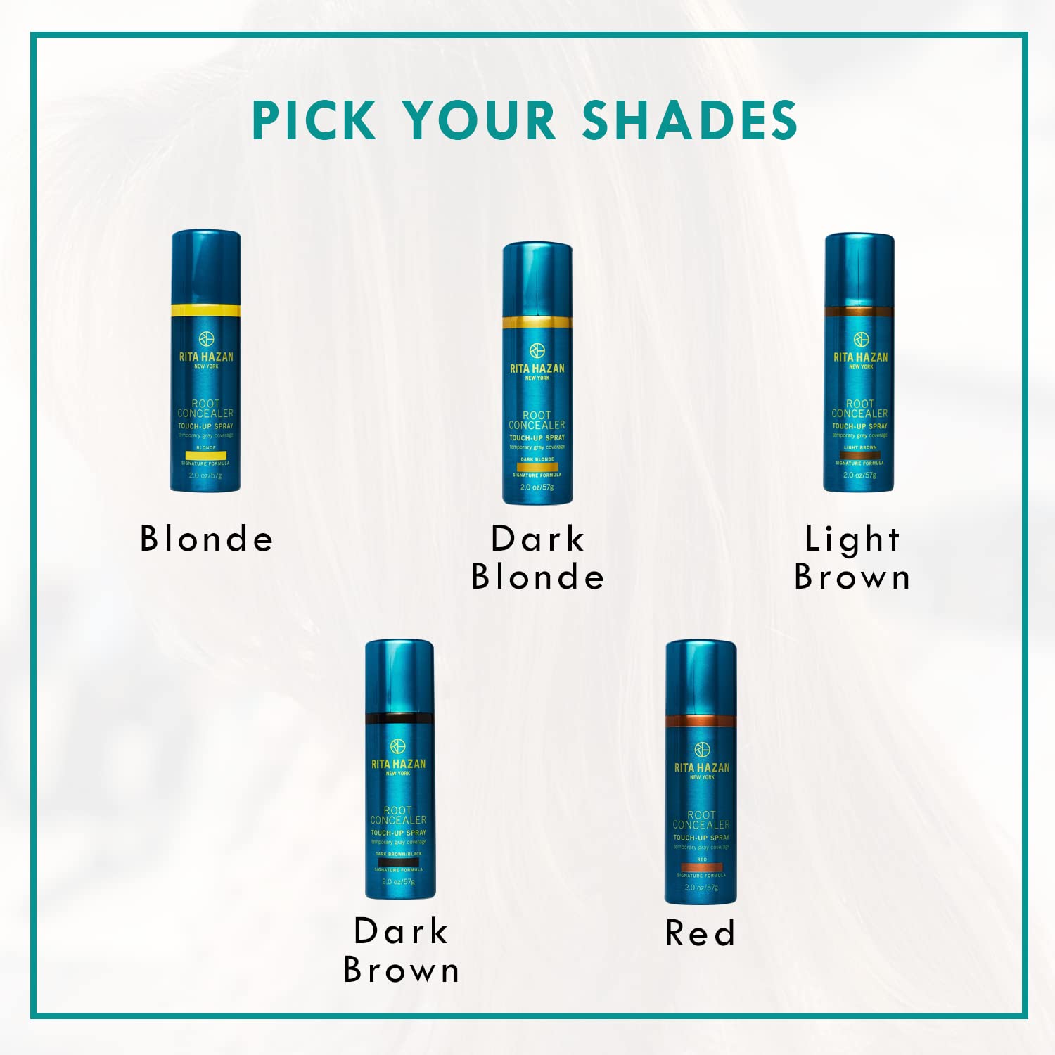Rita Hazan Root Concealer Spray blends with shades for seamless match
