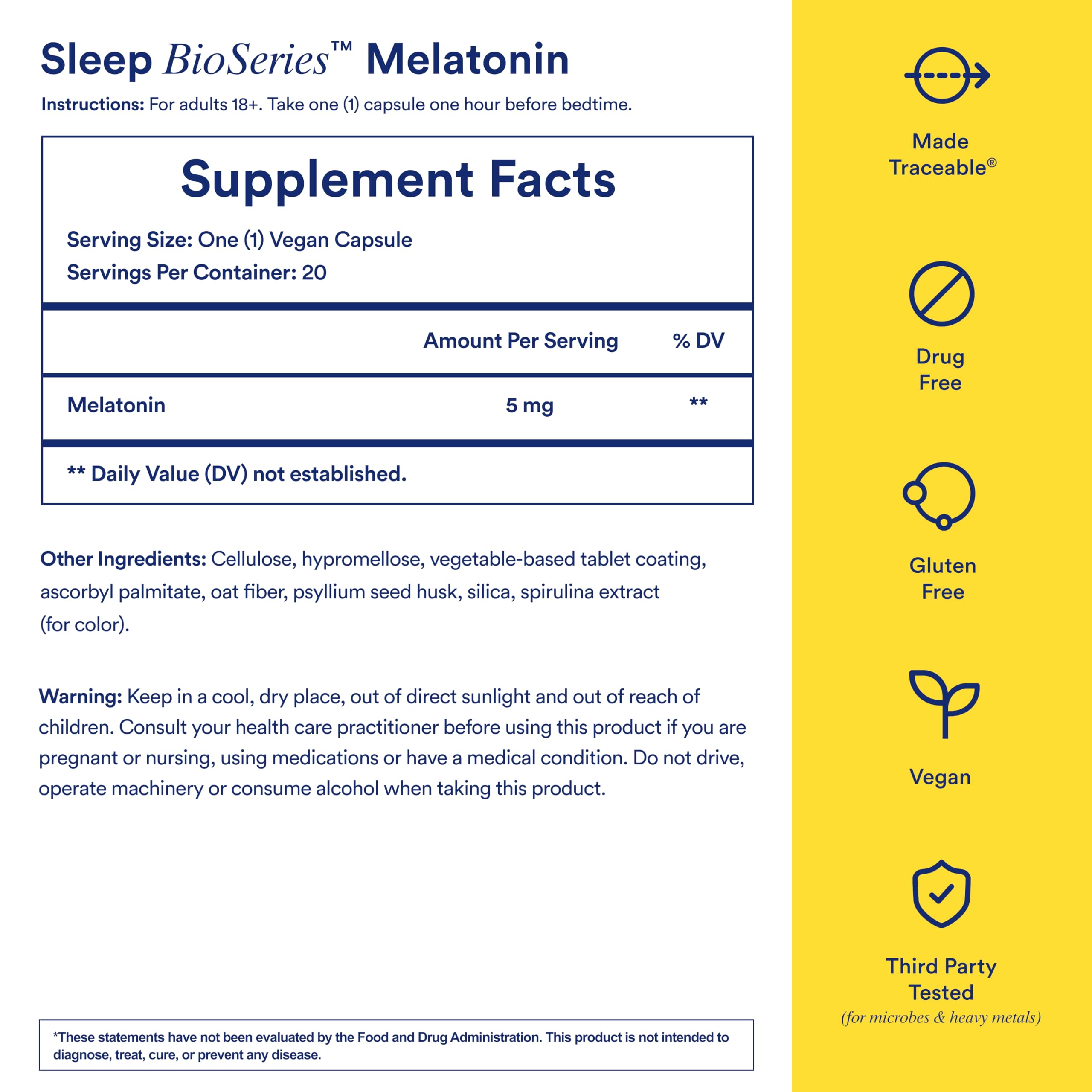 BioSeries time-released capsules highlight a controlled melatonin release for restful evenings.