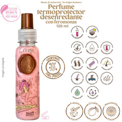 Seduction Rose spray being applied for smooth, fragrant hair