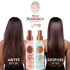 Temptation Blue spray applied to hair for shine and manageability