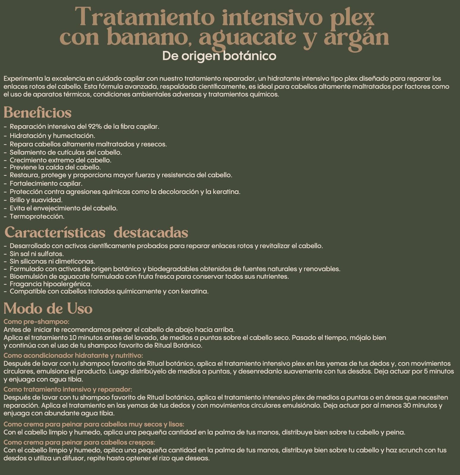 Ritual Botanico Plex application image shows banana avocado emulsion for nourishment.