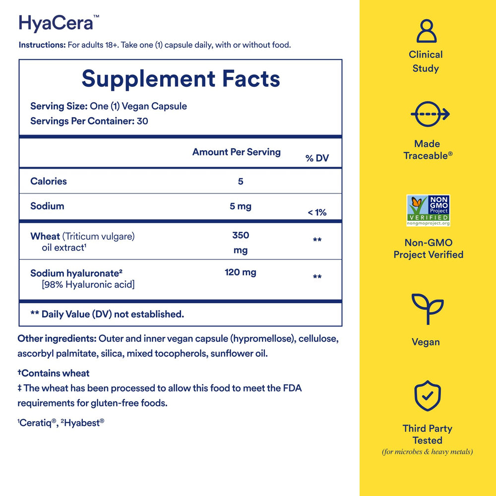Ritual HyaCera bottle label close-up highlighting clean ingredients