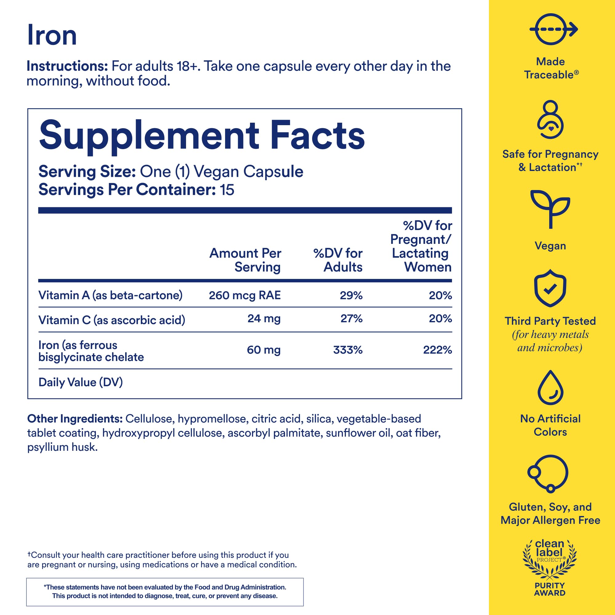 Ritual Iron Bisglycinate with BioSeries technology, optimized absorption