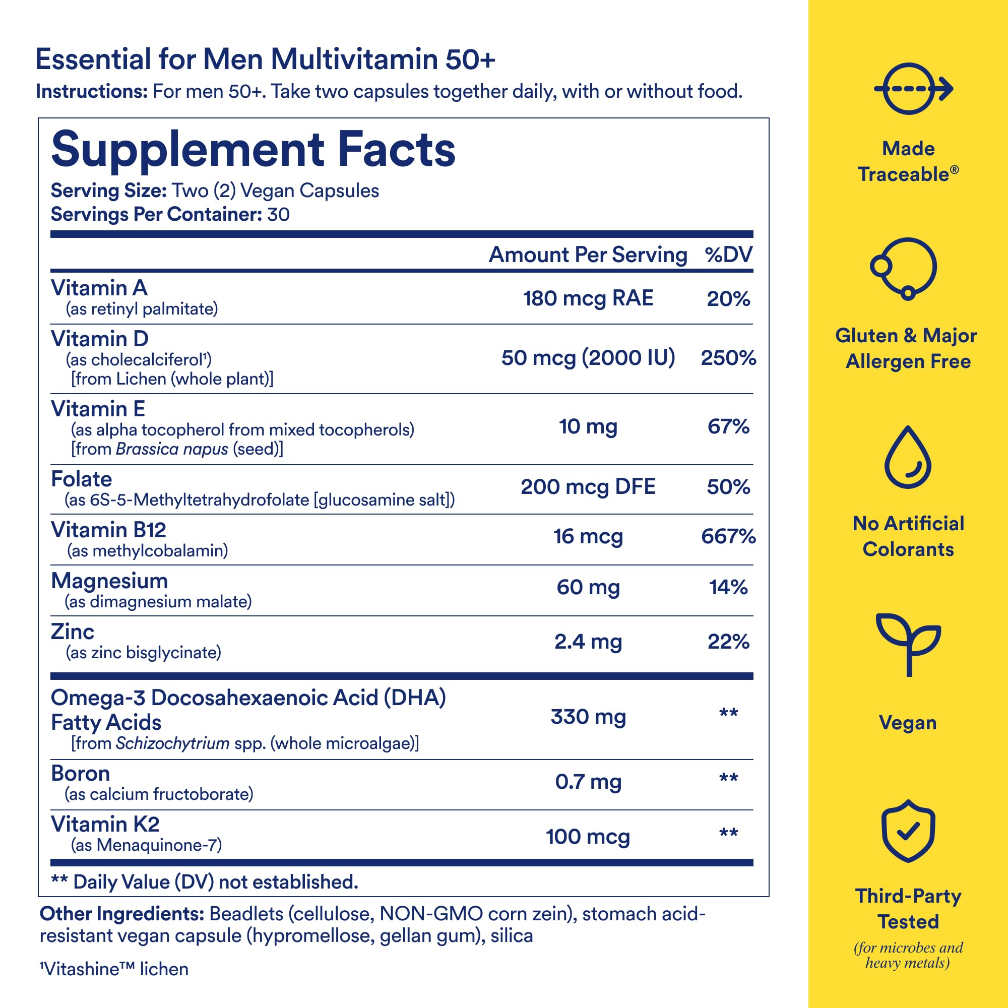 Ritual Multivitamin for Men 50+ beadlet in oil technology showcasing nutrient separation
