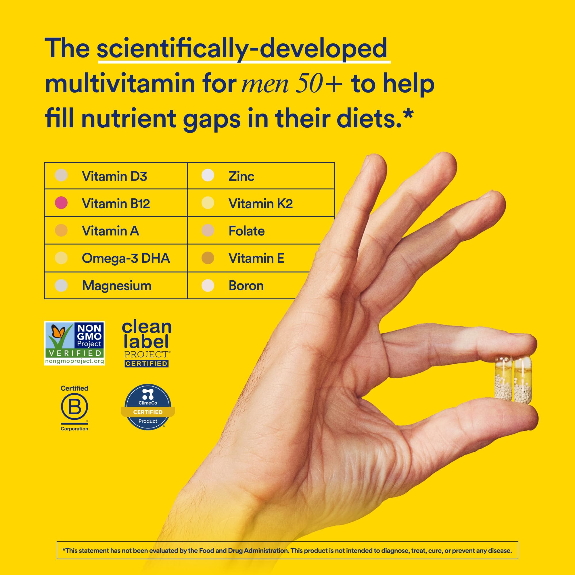 Ritual Multivitamin for Men 50+ capsule inside highlighting delayed-release design