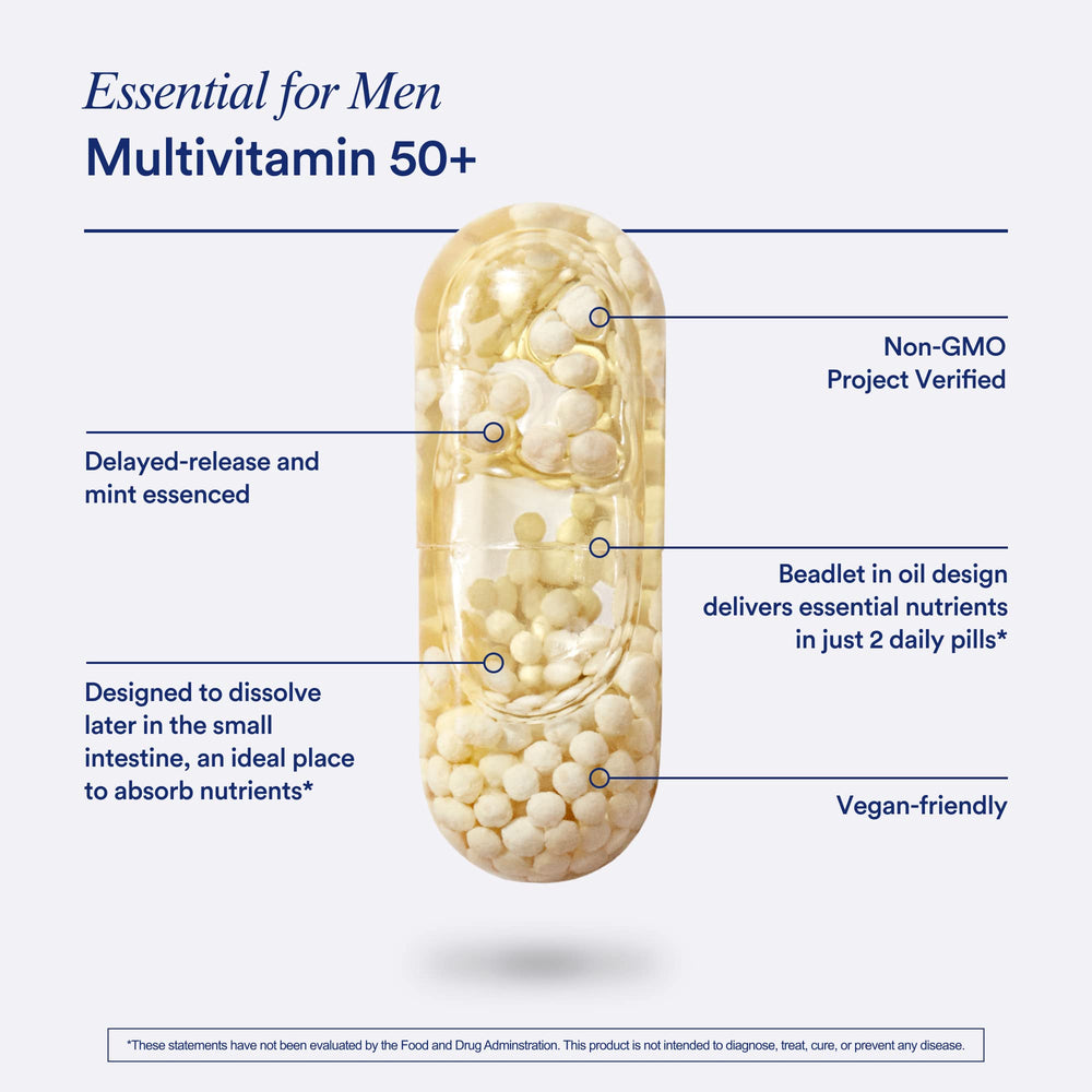 Ritual Multivitamin for Men 50+ mint tab adds pleasant flavor