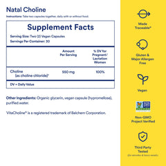 Ritual Natal Choline label closeup showing 550 mg per capsule