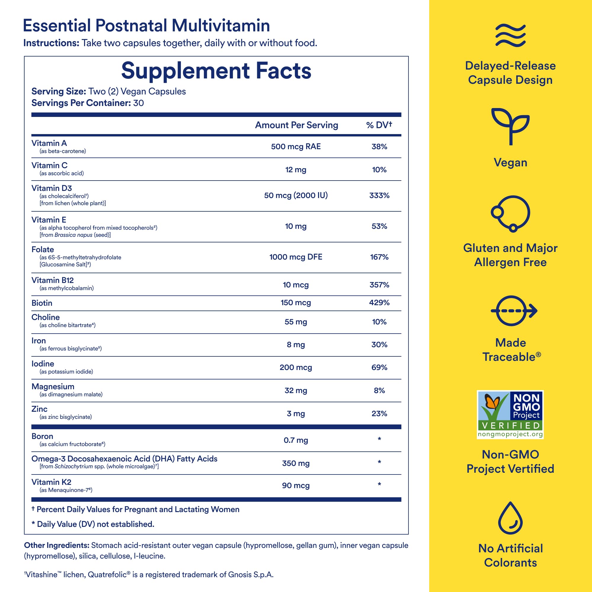 Ritual Postnatal Multivitamin delayed-release capsules illustrate optimized absorption.
