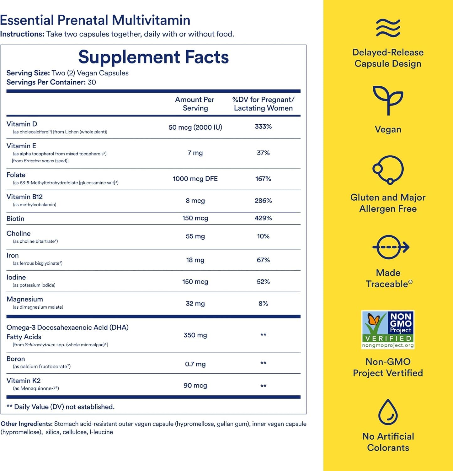 Ritual Prenatal omega-3 DHA from microalgae for heart-supporting benefits