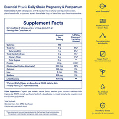 Ritual Prenatal Protein Powder vanilla ingredients panel highlights pea protein and choline content.