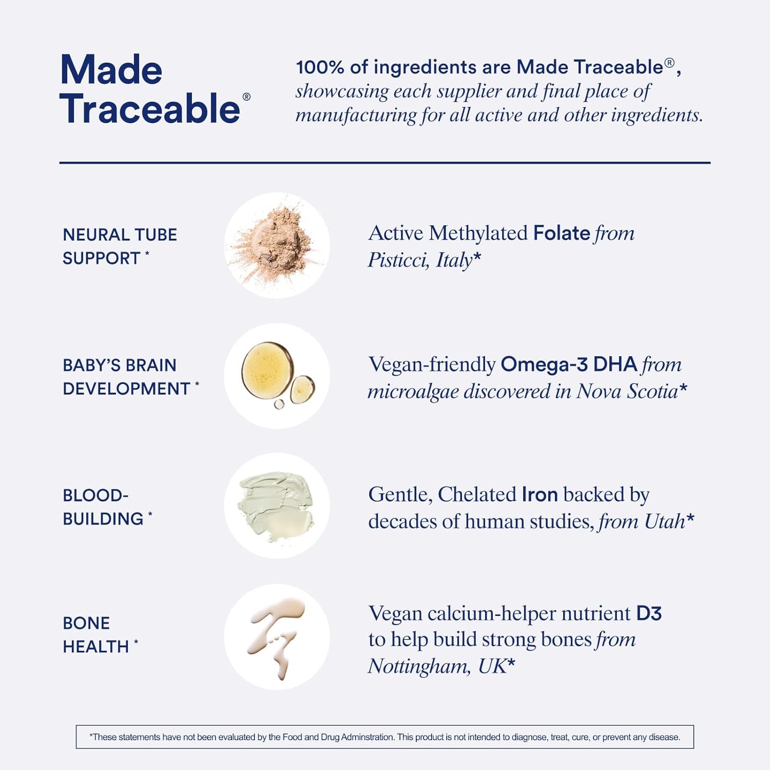 Ritual Prenatal vegan ingredients displayed for allergen-free formulation