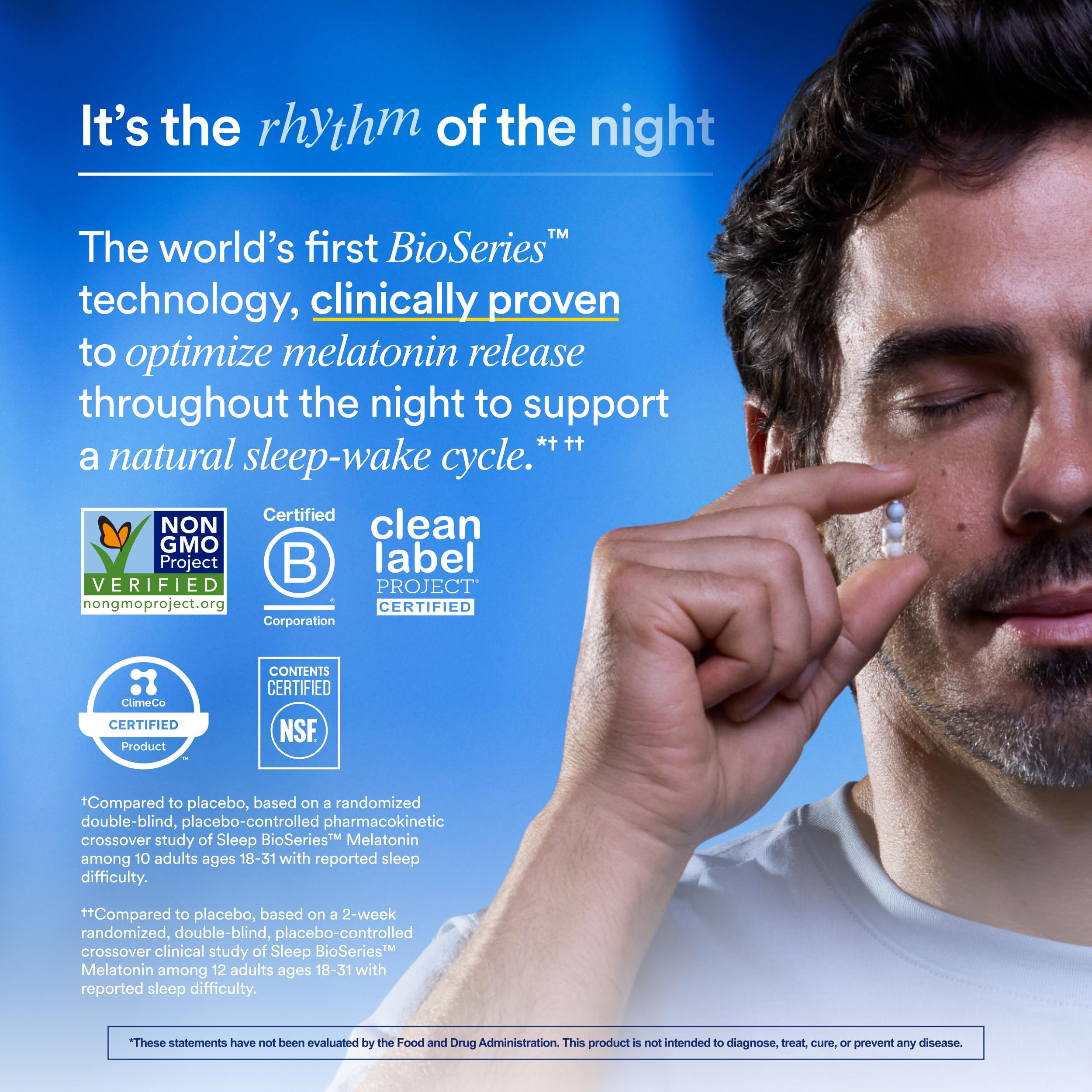 Close-up of Ritual melatonin capsules illustrating vegan sleep aid in a discreet bottle.
