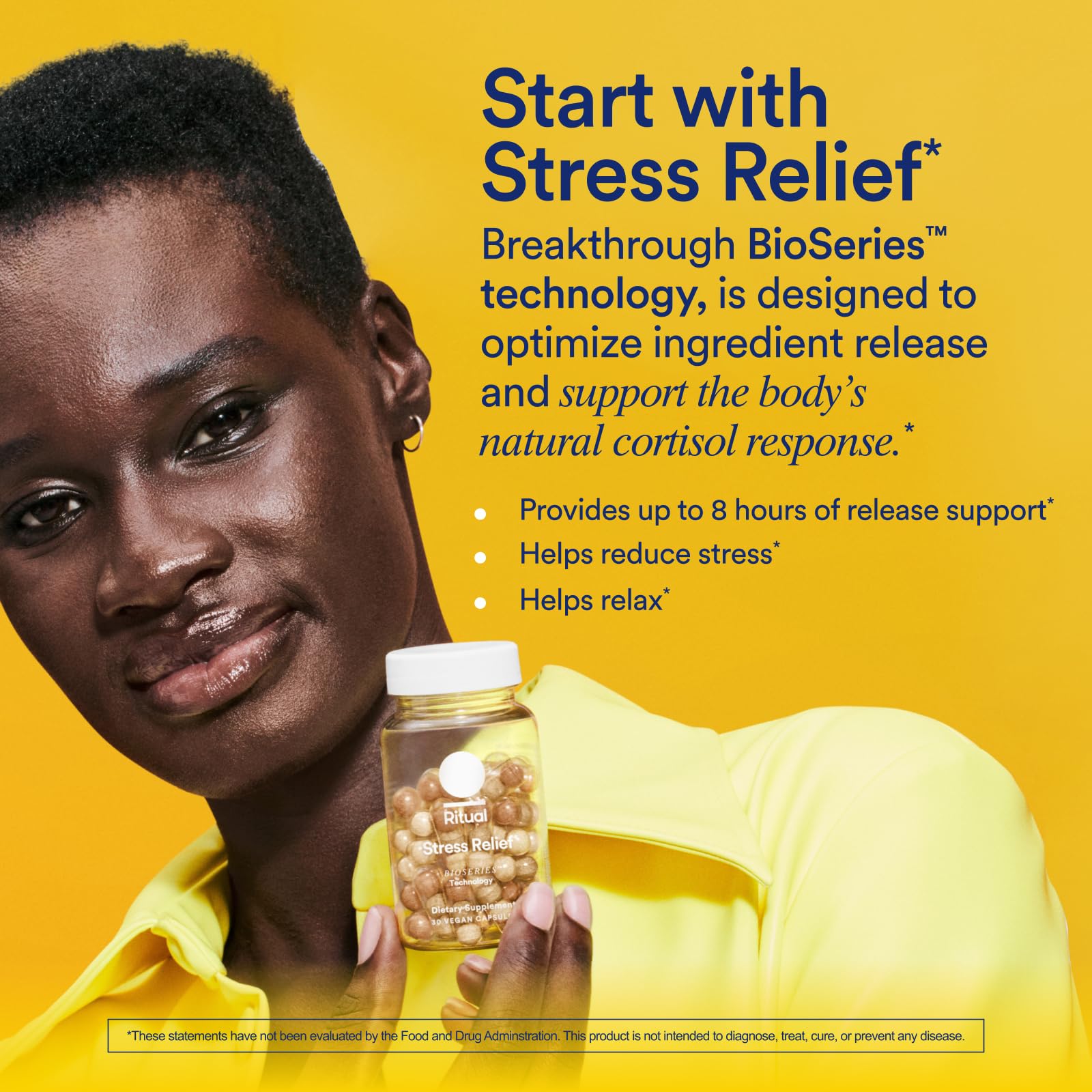 Ritual Stress Relief Affron saffron pouch label suggests mood support.