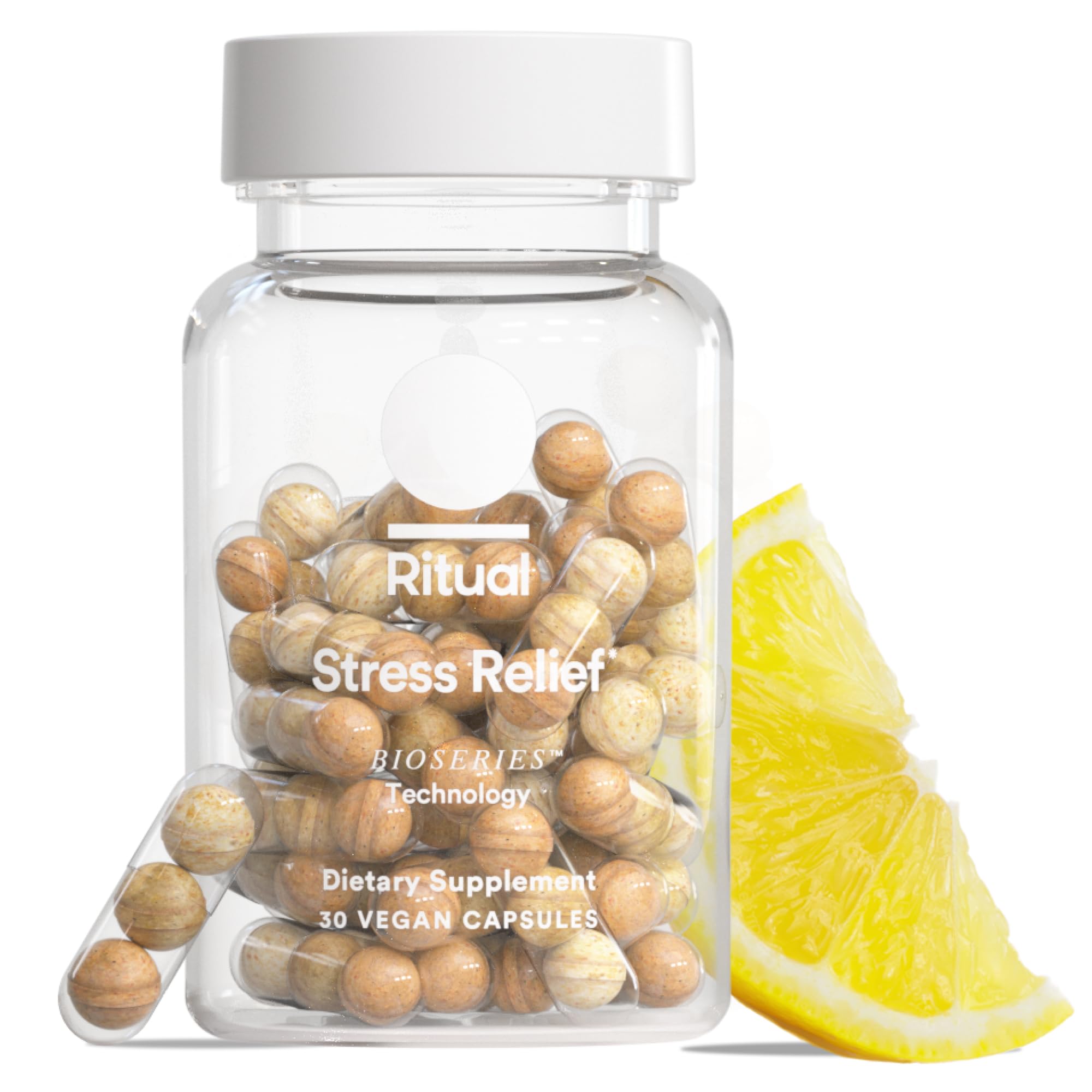 Ritual Stress Relief Shoden Ashwagandha bottle front promotes calm.