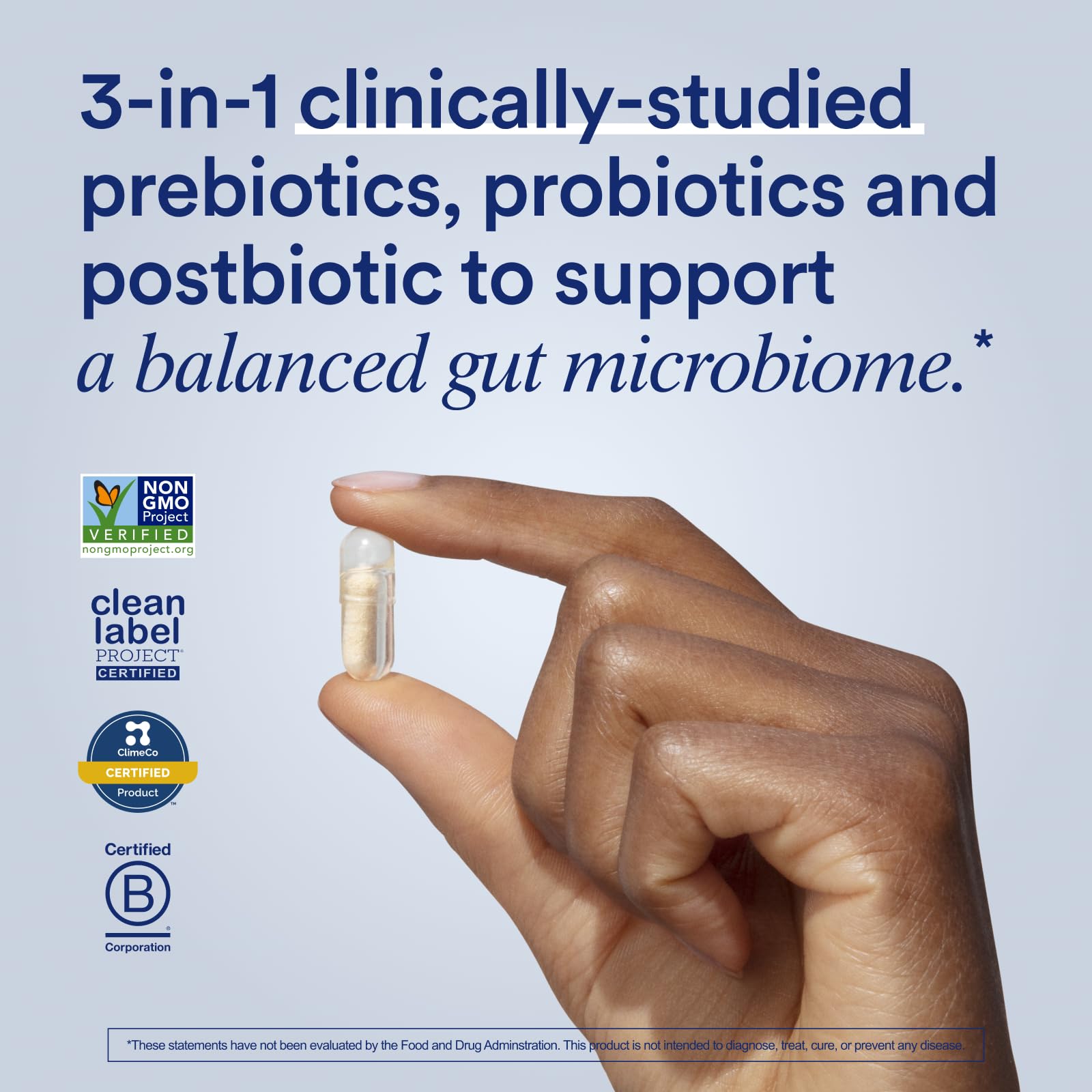 Ritual Synbiotic delayed-release capsules designed to reach the colon.