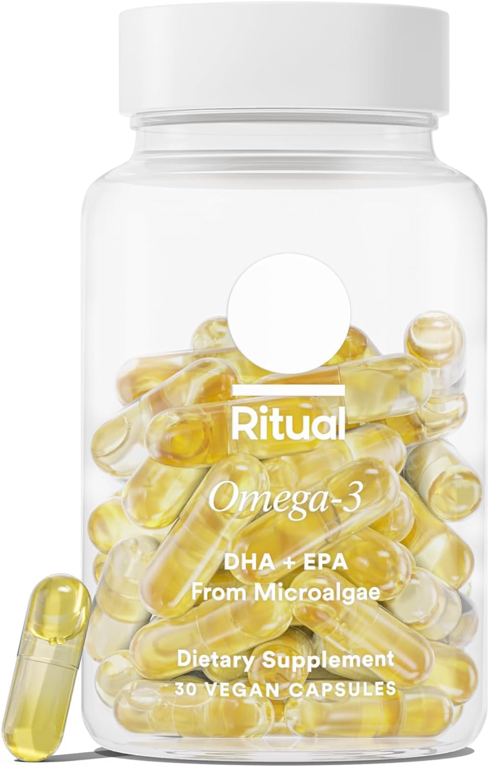 Ritual vegan omega3 bottle with citrus label for easy daily intake