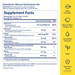 Ritual Women’s 50+ multivitamin DHA omega-3 capsule close-up emphasizing microalgae source.