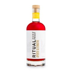 Ritual Zero-Proof Aperitif bottle on bar, ideal for alcohol-free cocktails