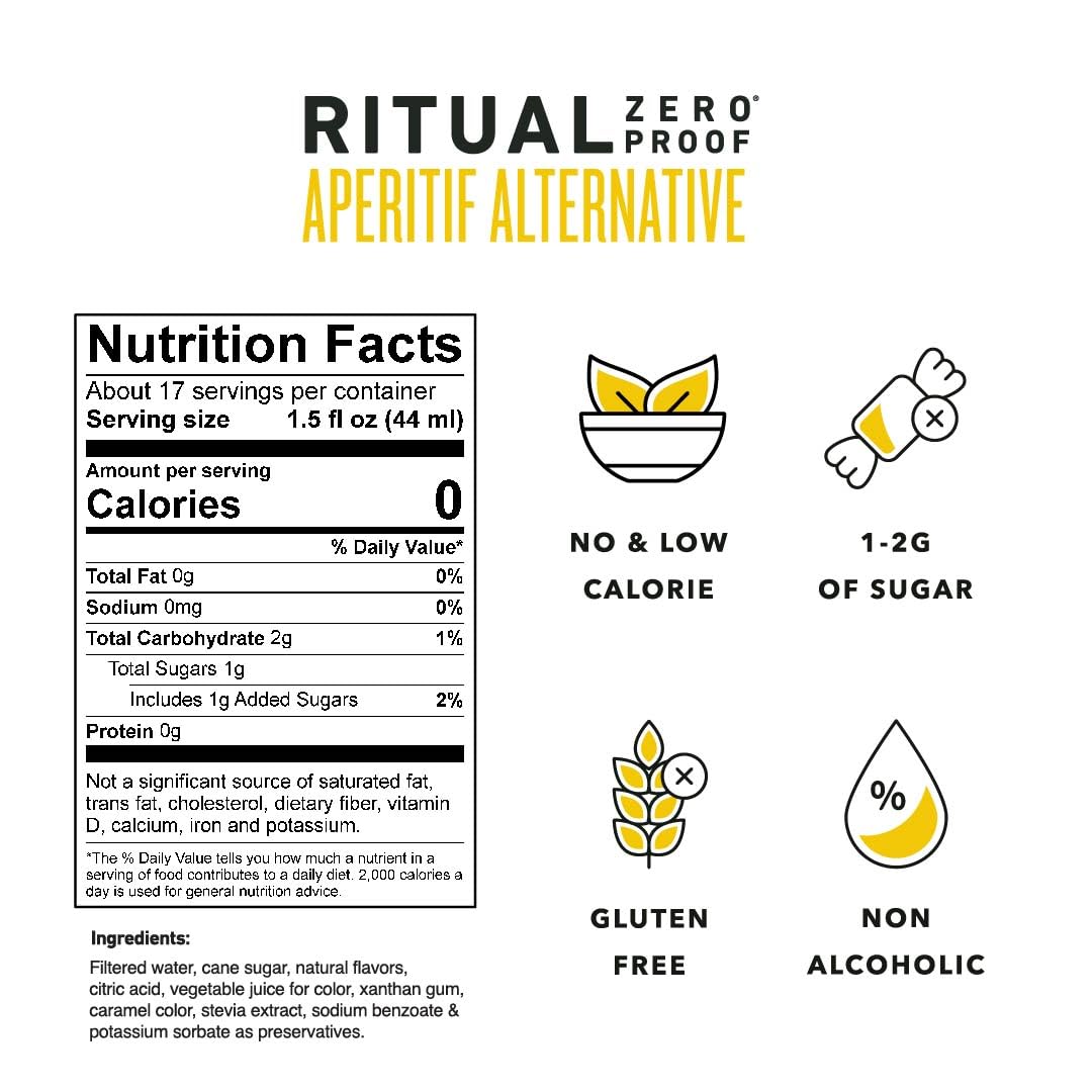 Pouring Ritual Zero-Proof Aperitif into a glass for a zero-calorie spritz