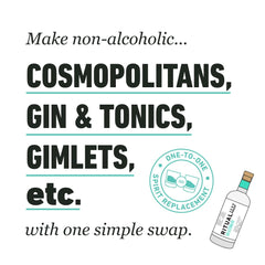 Ritual Zero-Proof cocktail setup highlighting versatile non-alcoholic mixology options.