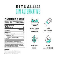 Pour-ready Ritual Zero-Proof bottle shown for mocktails and gin-free recipes.