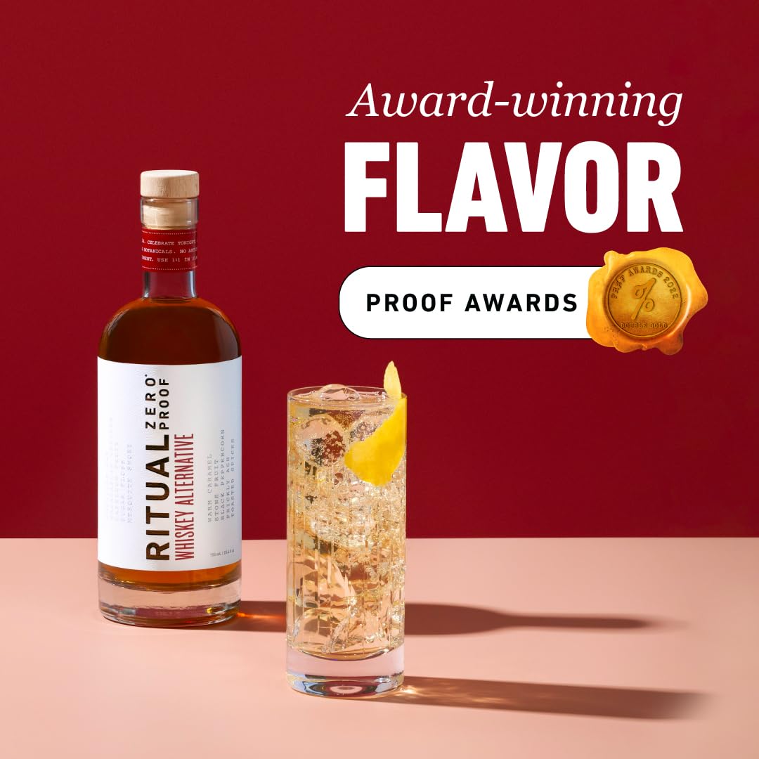 Ritual Zero-Proof label close-up shows vanilla and stone fruit flavors