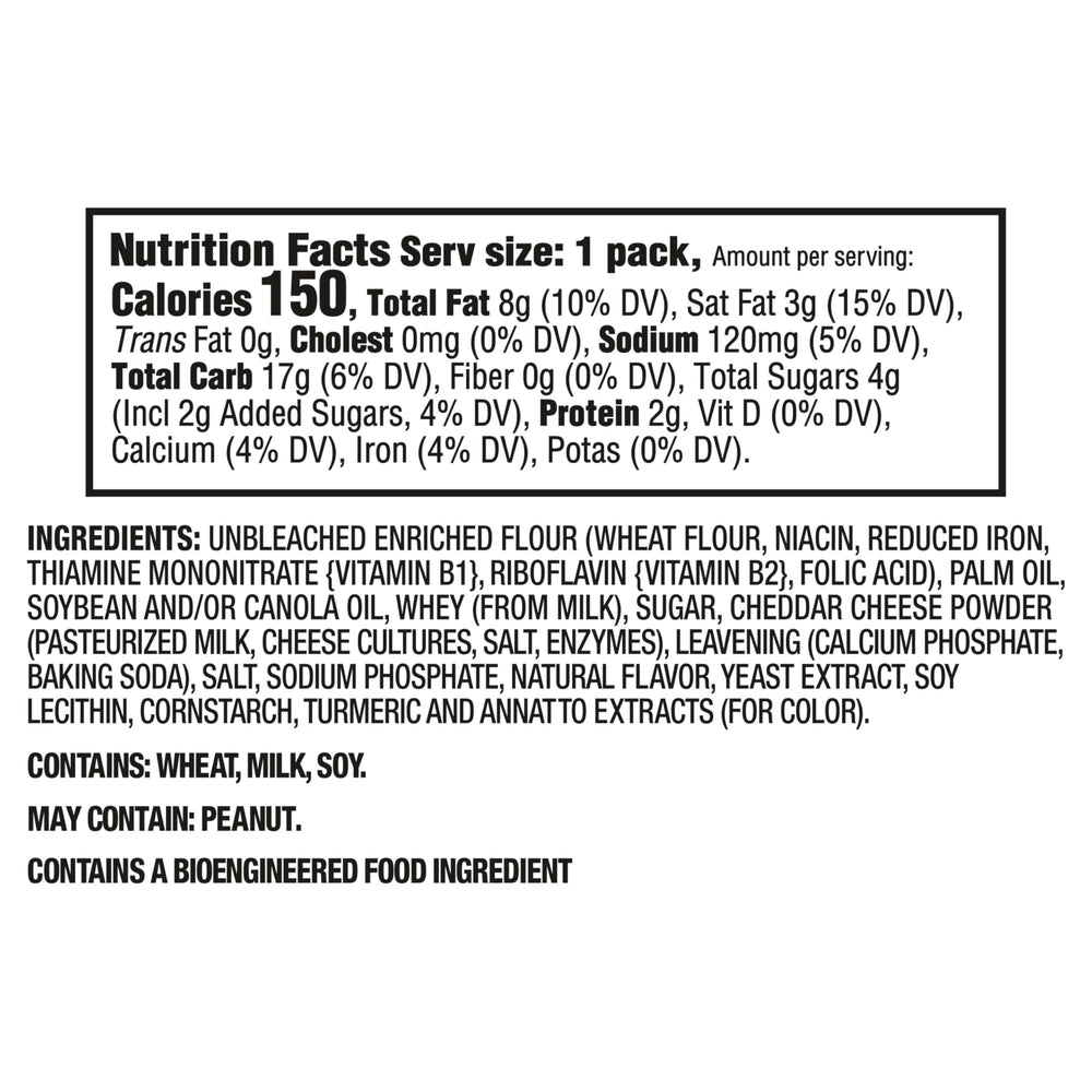 RITZ Bits Cheese Sandwich Crackers 1oz snack packs close-up, convenient on-the-go bites.