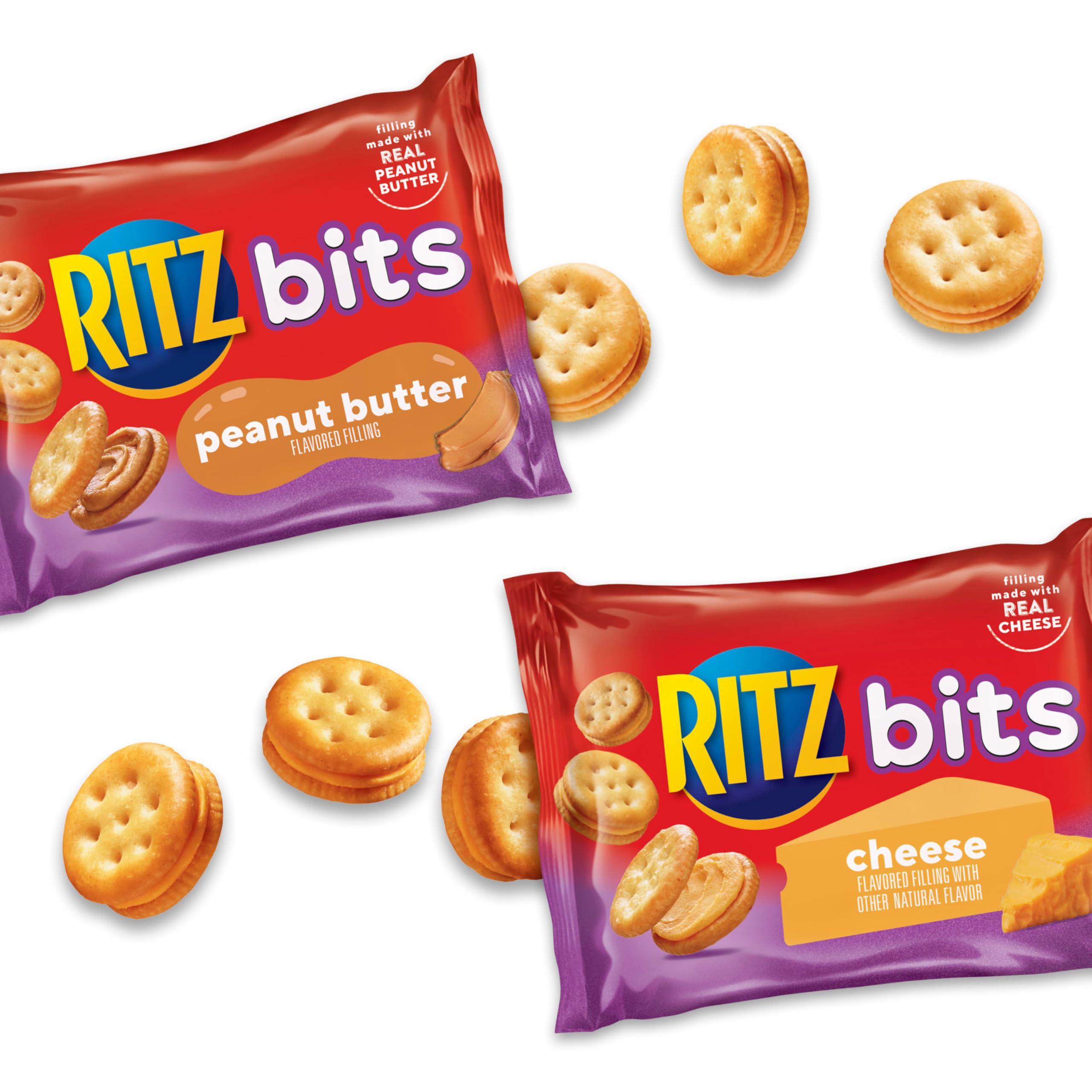 RITZ Bits Cheese Sandwich Crackers portable pack—individually wrapped freshness.