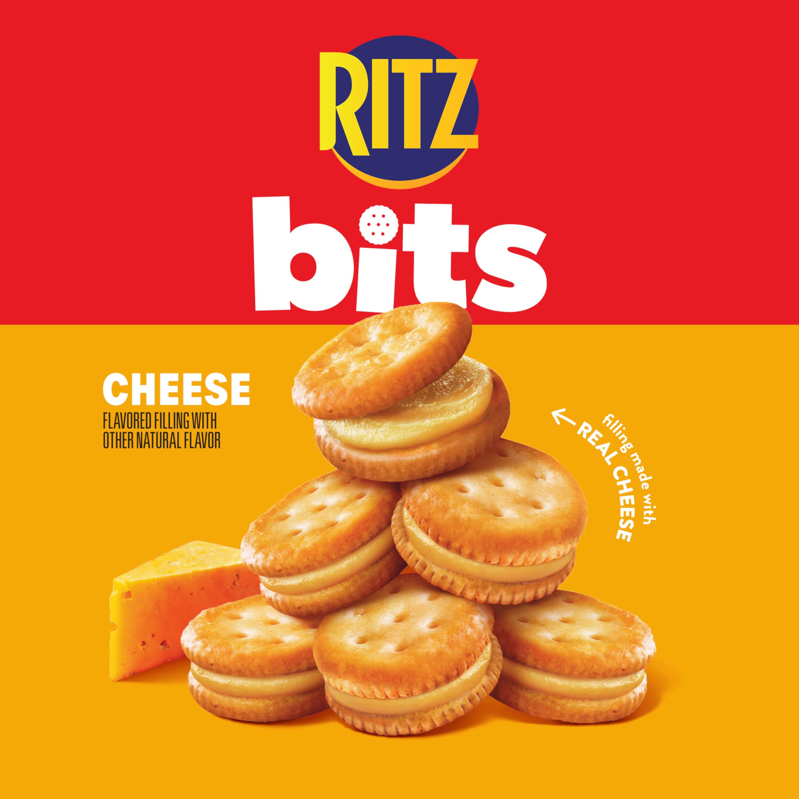RITZ Bits Cheese Sandwich Crackers on the go for quick snacking.
