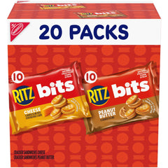 Ritz Bits Cheese Sandwich Crackers pack front view for lunch snack versatility.