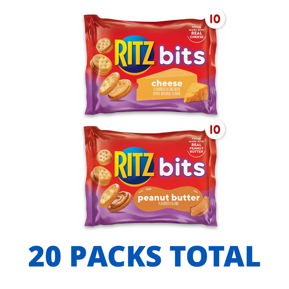 Close-up of peanut butter filling inside Ritz Bits crackers.