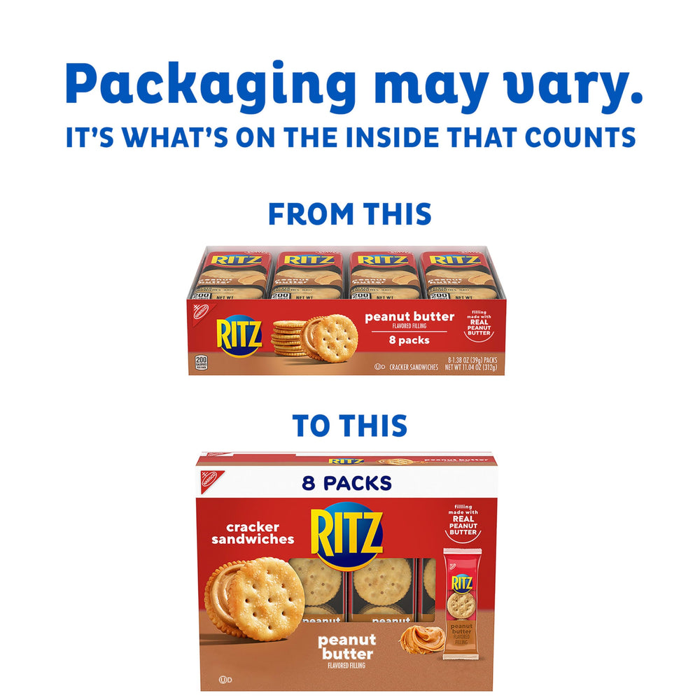 Ritz peanut butter sandwich crackers portable-snack-pack ideal for lunches and on-the-go use.