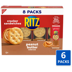 Ritz peanut butter sandwich crackers real-peanut-butter-filling close-up highlighting creamy spread.