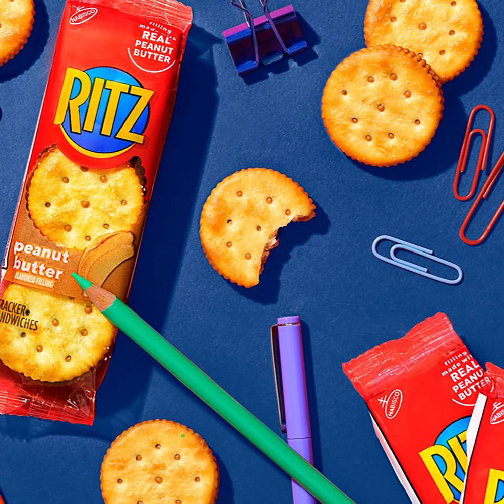 Ritz peanut butter sandwich crackers travel-snack suitable for road trips and adventures.