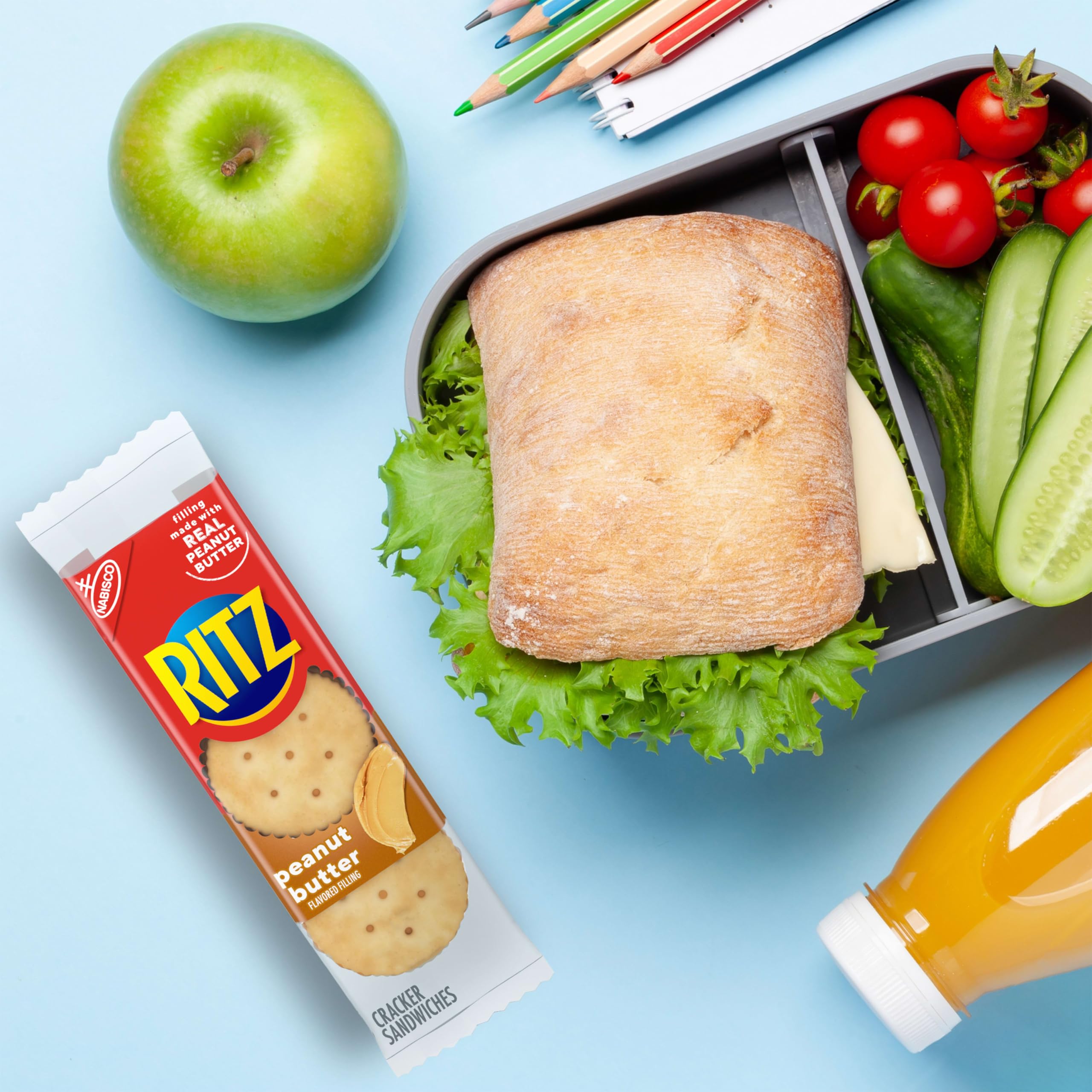 Ritz peanut butter sandwich crackers vending-machine-friendly packaging for quick access.