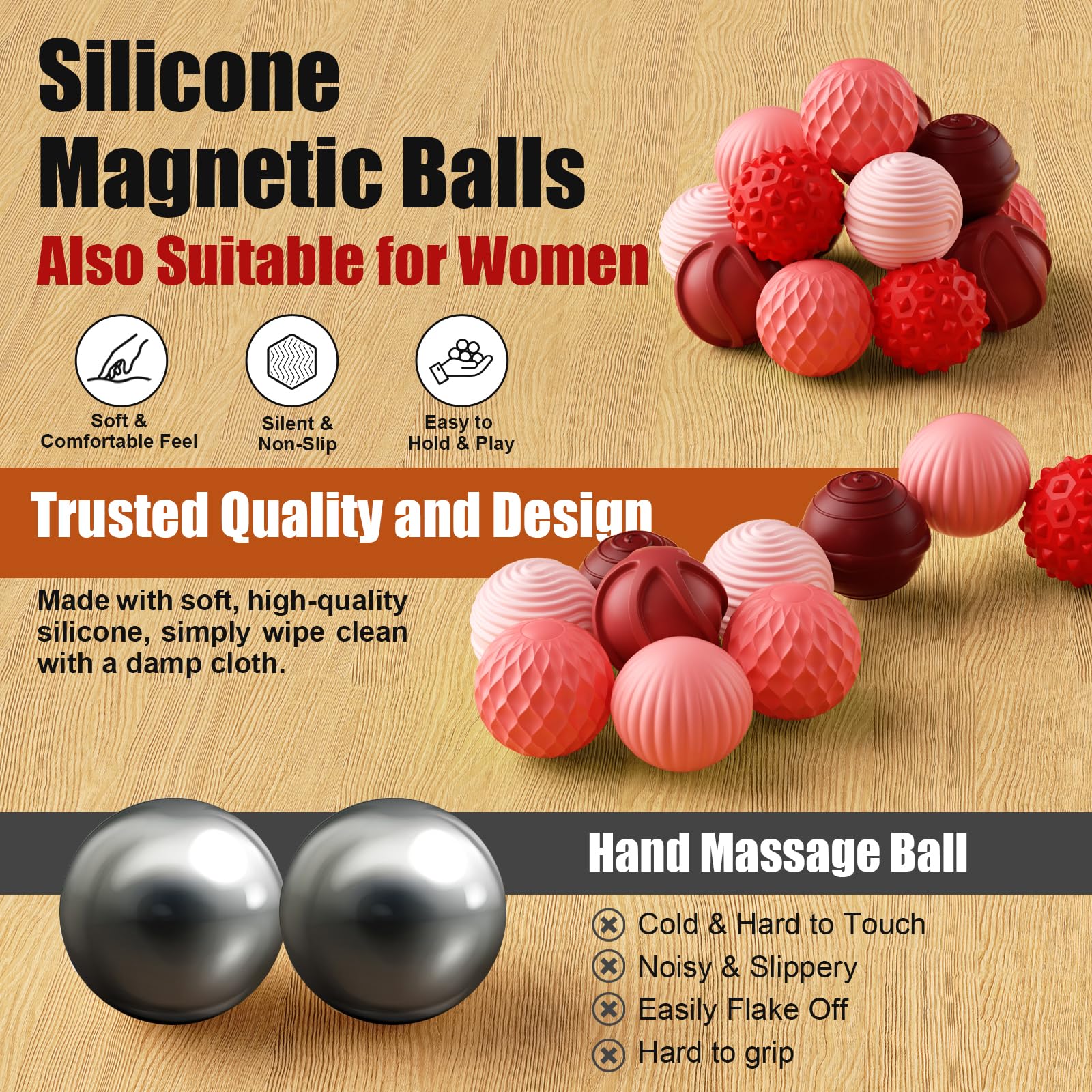 RIVGOT silicone fidget balls offer silent use for focused work or study.