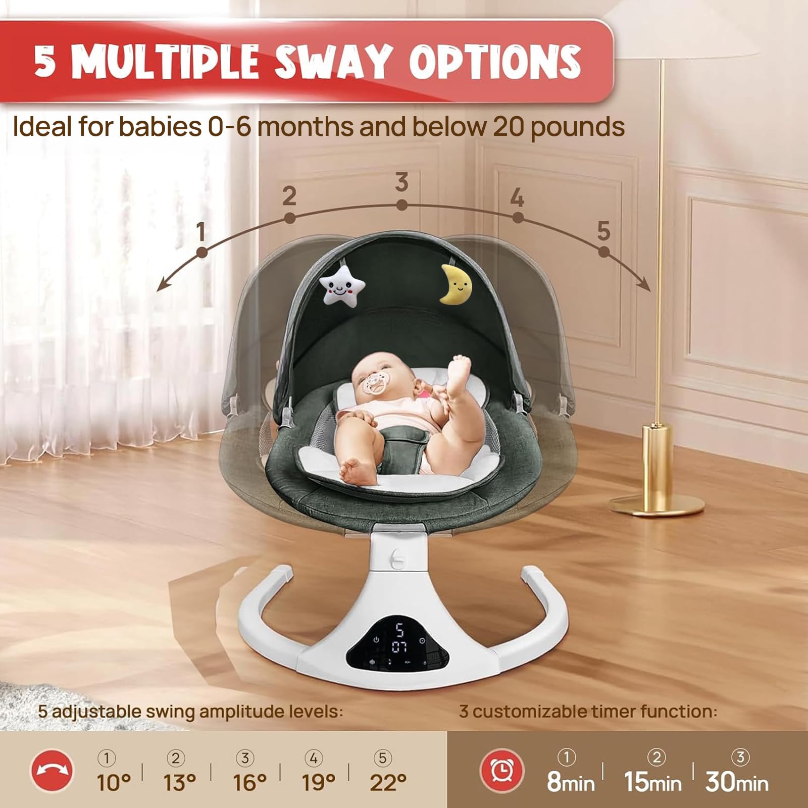 RIVIPLOU swing with aluminum-frame for a sturdy, portable design.