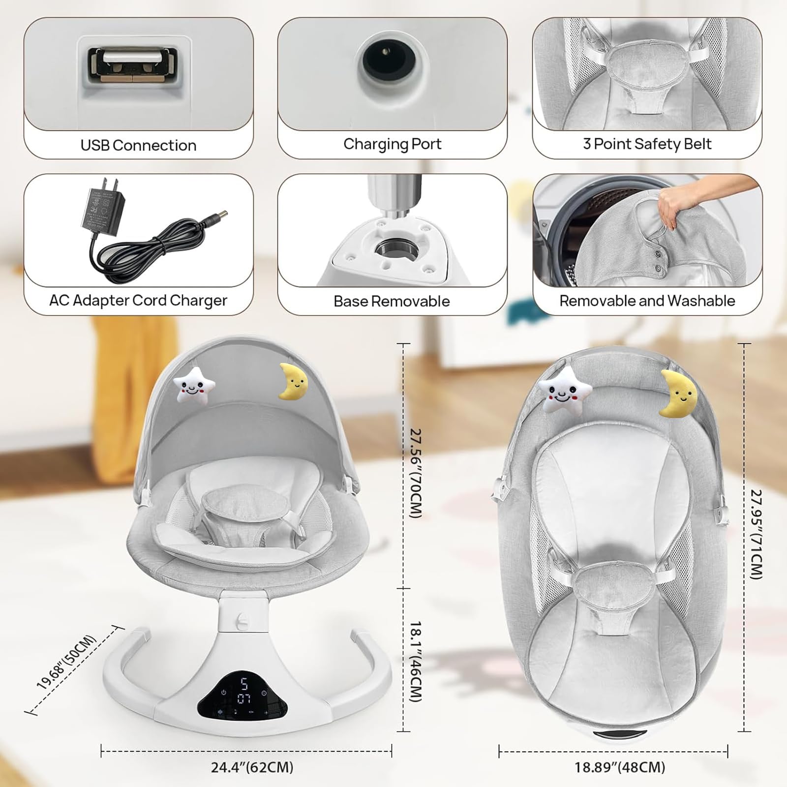 RIVIPLOU portable indoor outdoor use swing fits in any home.
