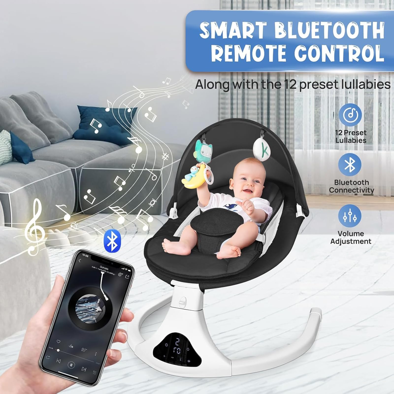 Riviplou portable infant swing with compact design for travel-friendly setup