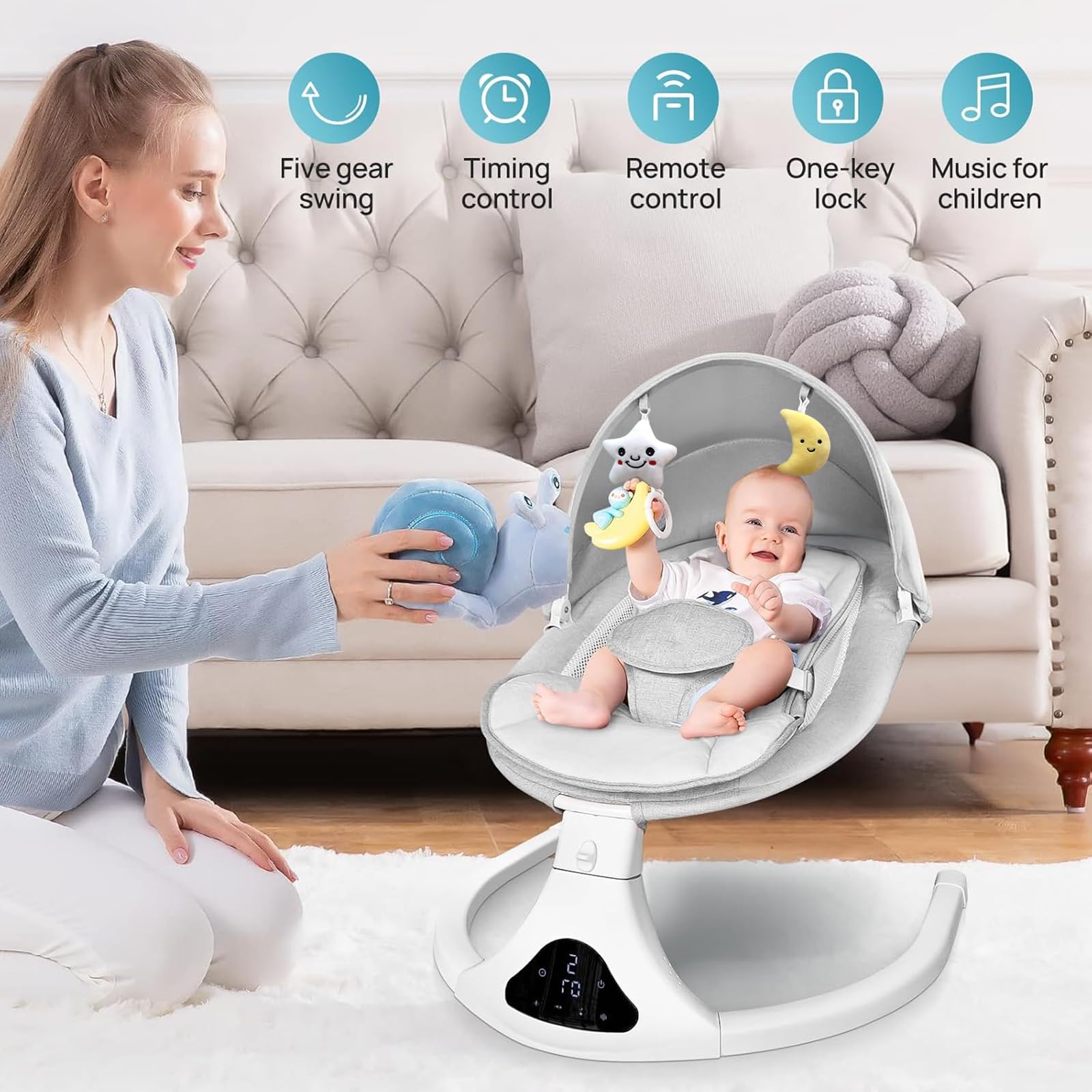 RIVIPLOU soft washable seat cover keeps the swing fresh after messes.