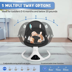 Riviplou swing with 5 speeds side-to-side motion for customizable soothing
