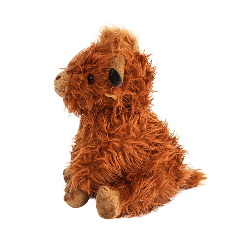 Rivoeis Highland Cows plush, eyes detail, realistic charm for collection.