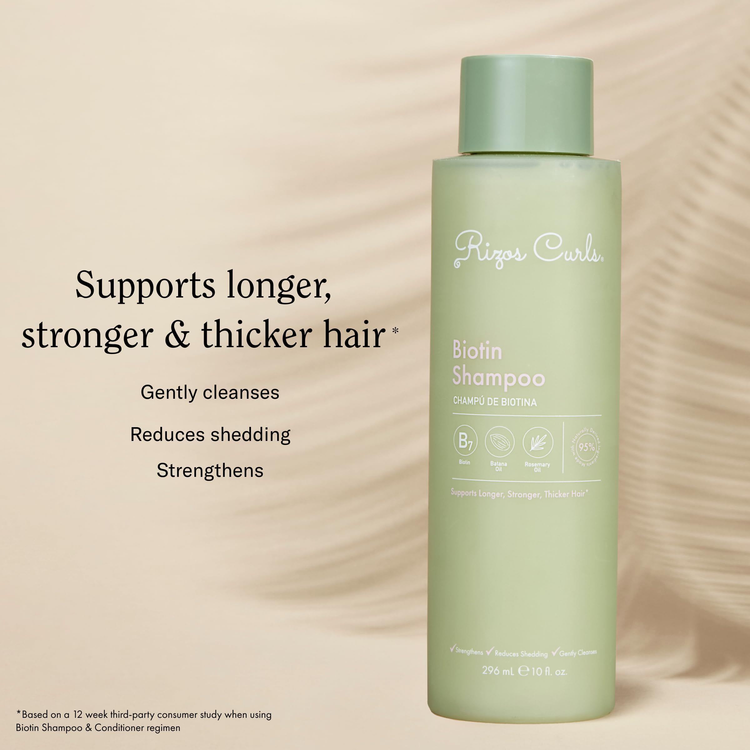 Rizos Curls Biotin Shampoo with rosemary oil and saw palmetto for vitality