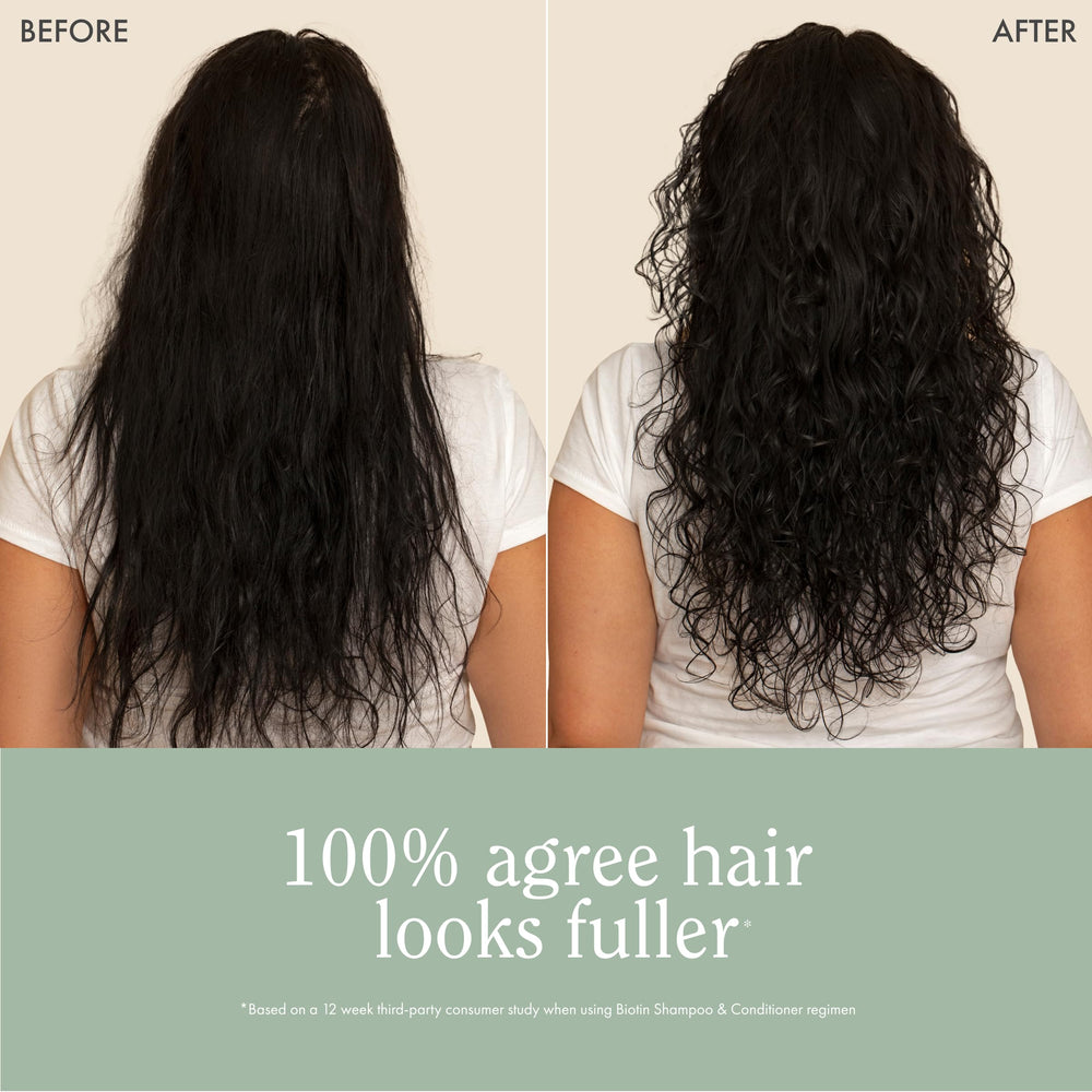 Rizos Curls Biotin Shampoo vegan cruelty-free badge visible on packaging