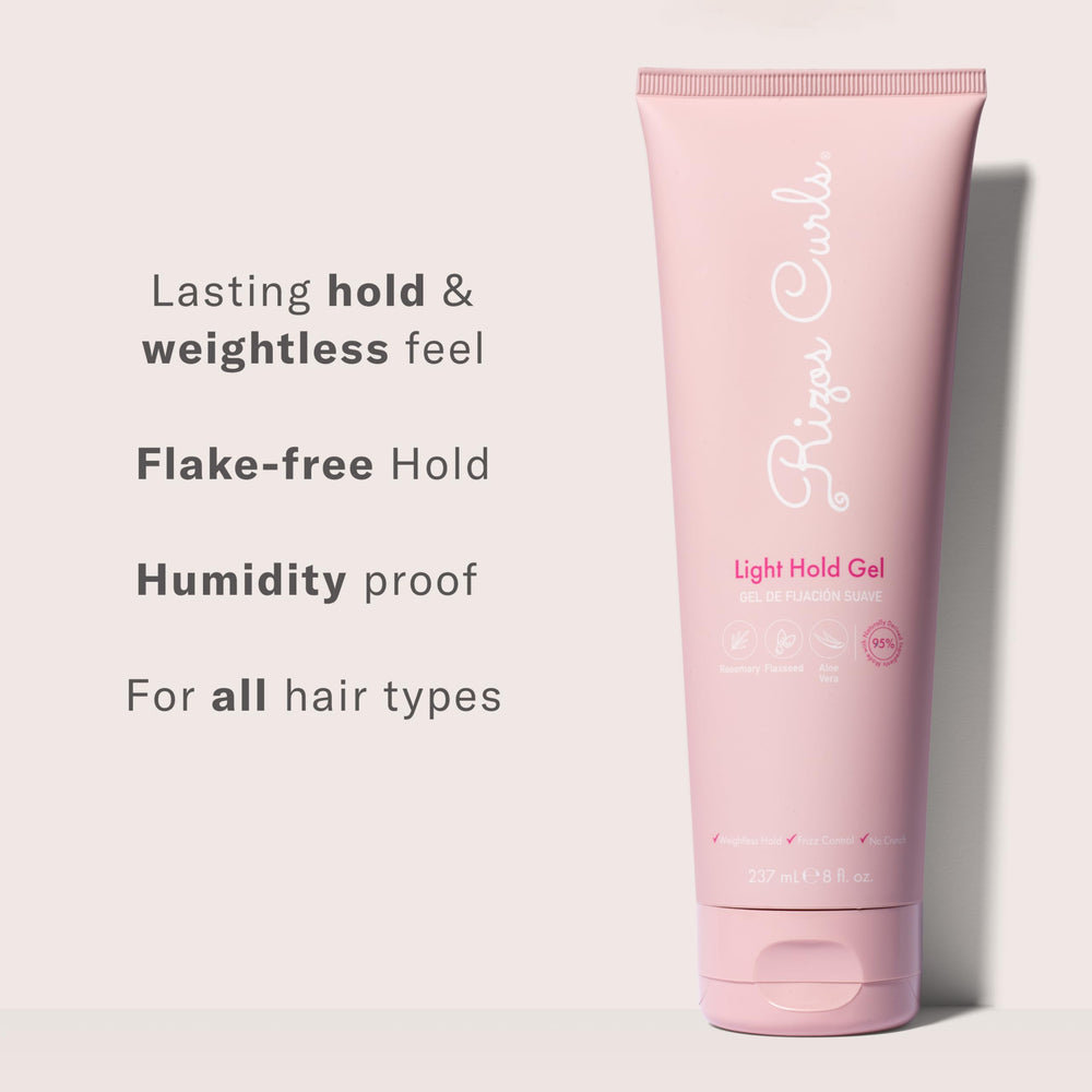 Rizos Curls Light Hold Gel aloe vera formula supports hydrated, soft curls.