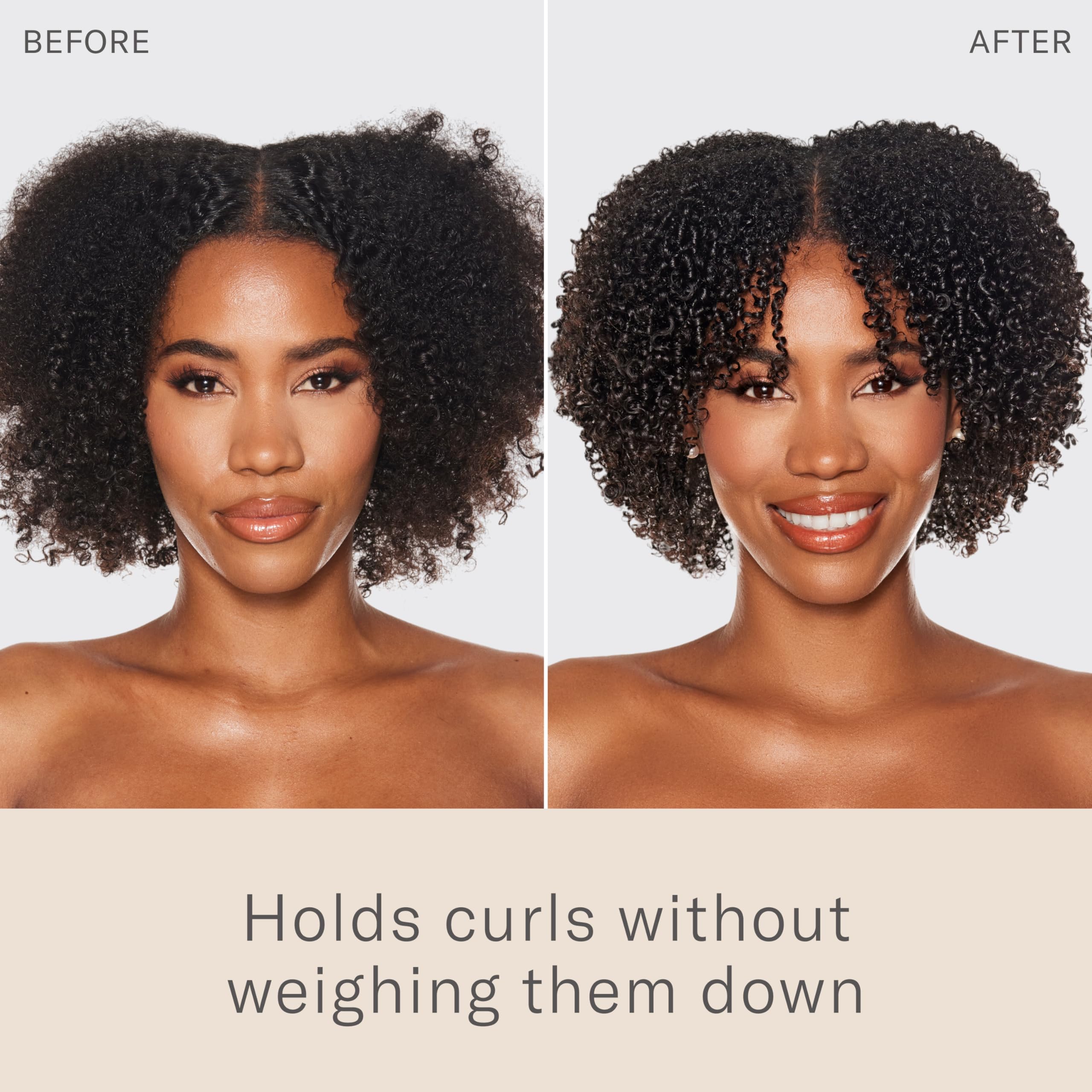 Rizos Curls Light Hold Gel finish highlights frizz control and natural luster.