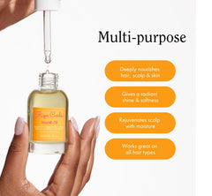 Rizos Curls Nourish Oil smooths frizz and seals split ends.