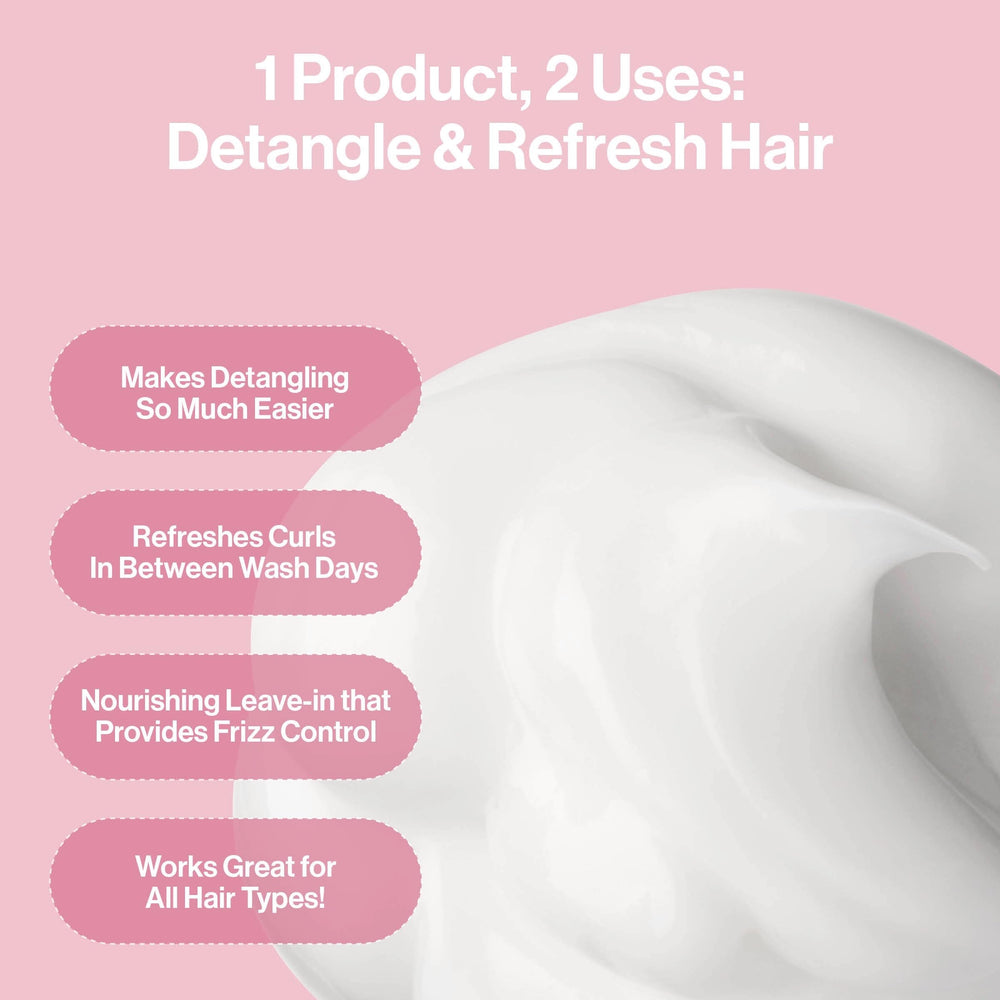 Rizos Curls Refresh & Detangle on damp hair for detangling and shine.