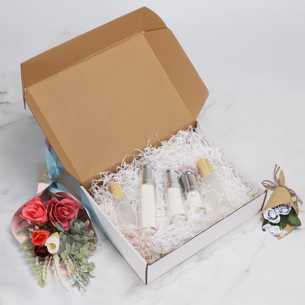 RLAVBL 12x9x3 shipping box used for small items like soaps and toys