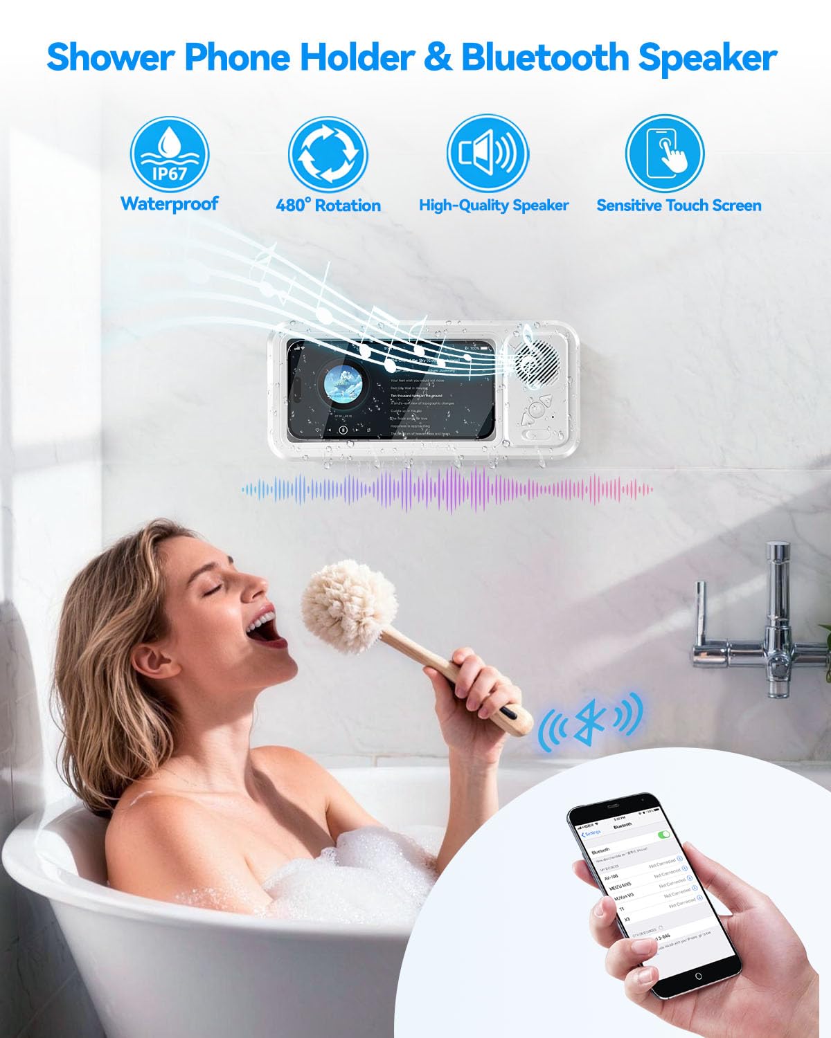 RMOKISIN waterproof shower speaker delivers immersive sound while you shower.